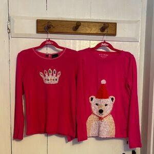 2 Mini Boden Bright Pink Long Sleeve Shirts